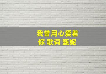 我曾用心爱着你 歌词 甄妮